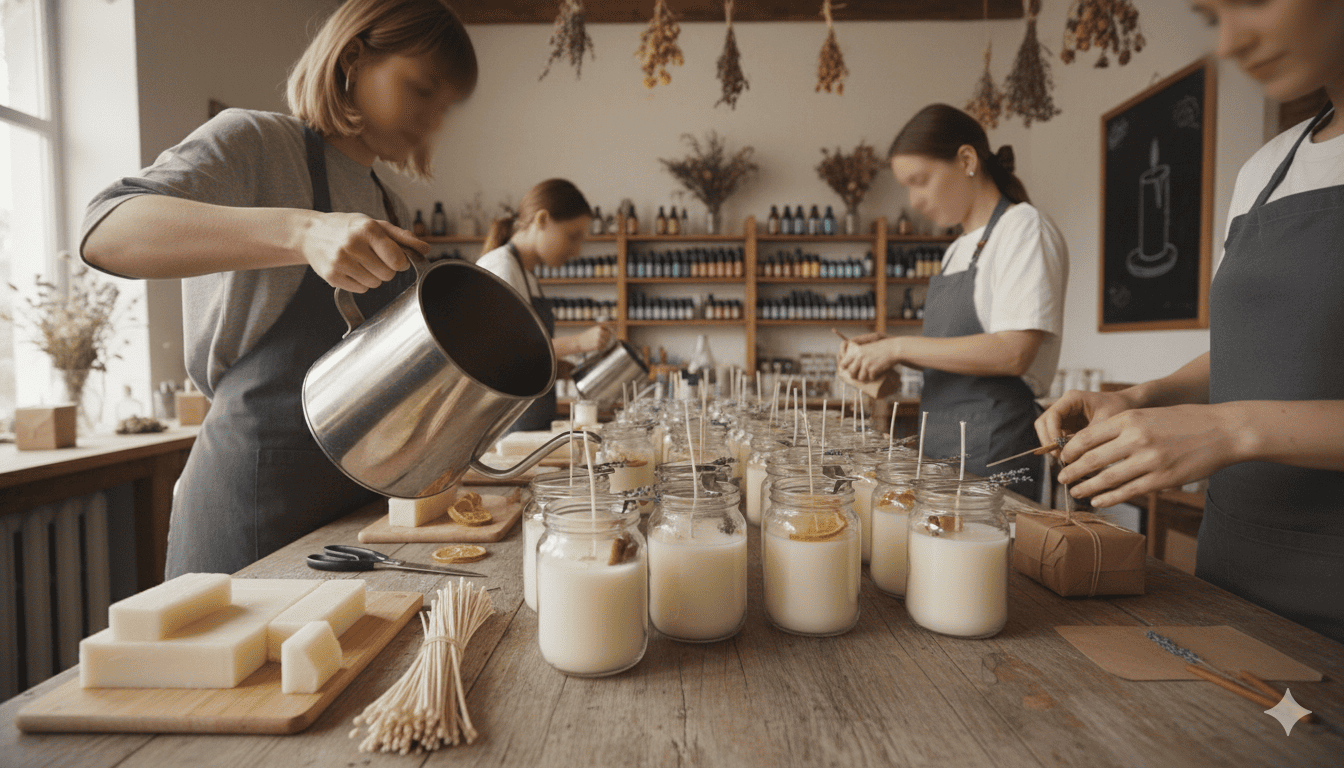 Handgemaakte Kaarsproductie in ons Atelier